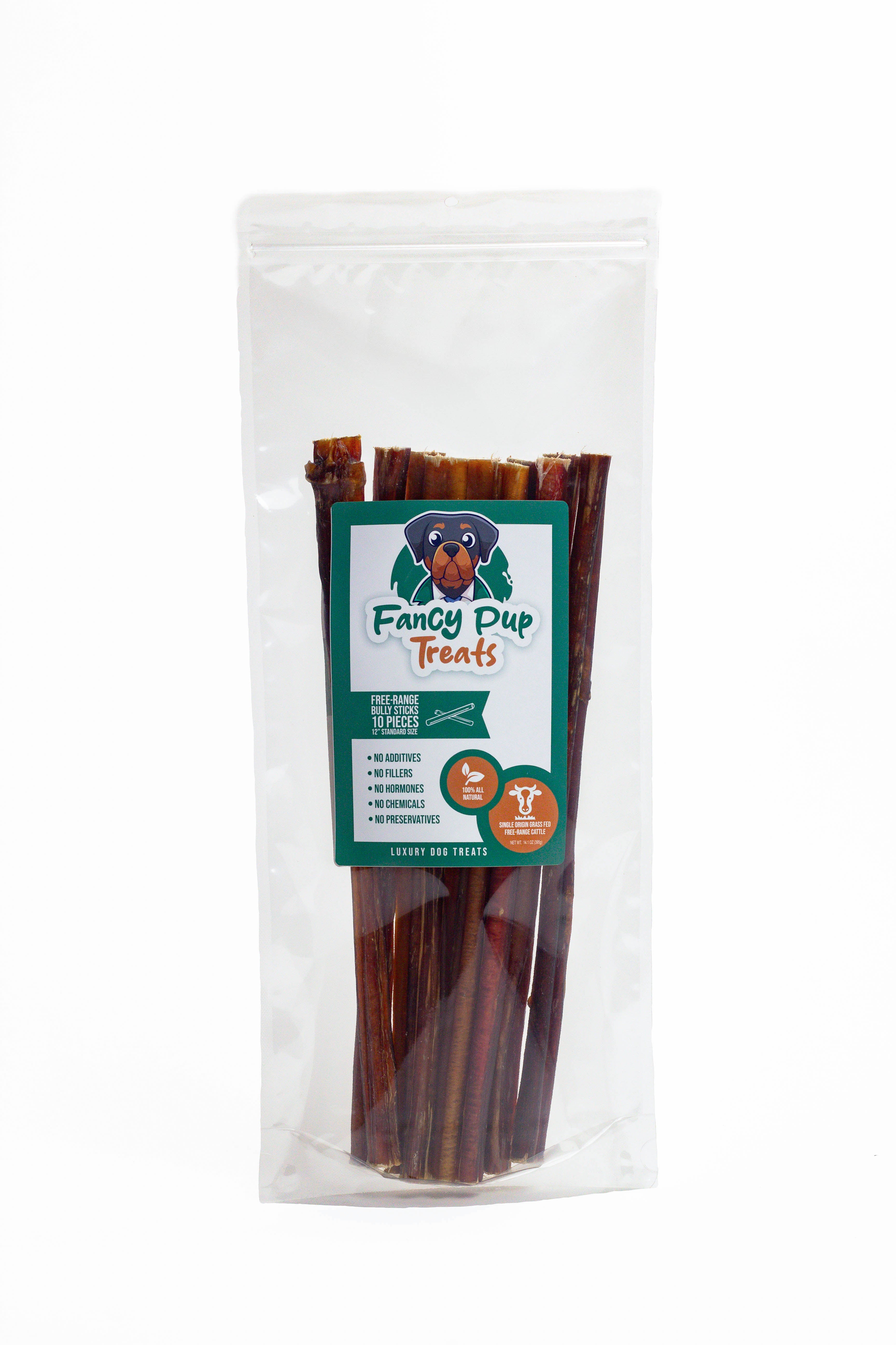 12in Free-Range Bully Sticks - Standard Size (10 pack) – Fancy Pup Treats