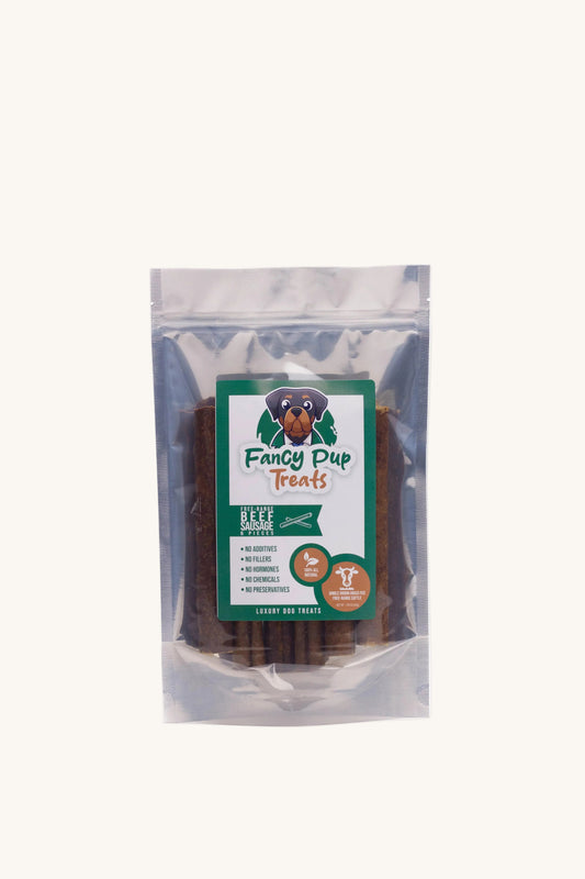 Package of Fancy Pup Treats on a white background