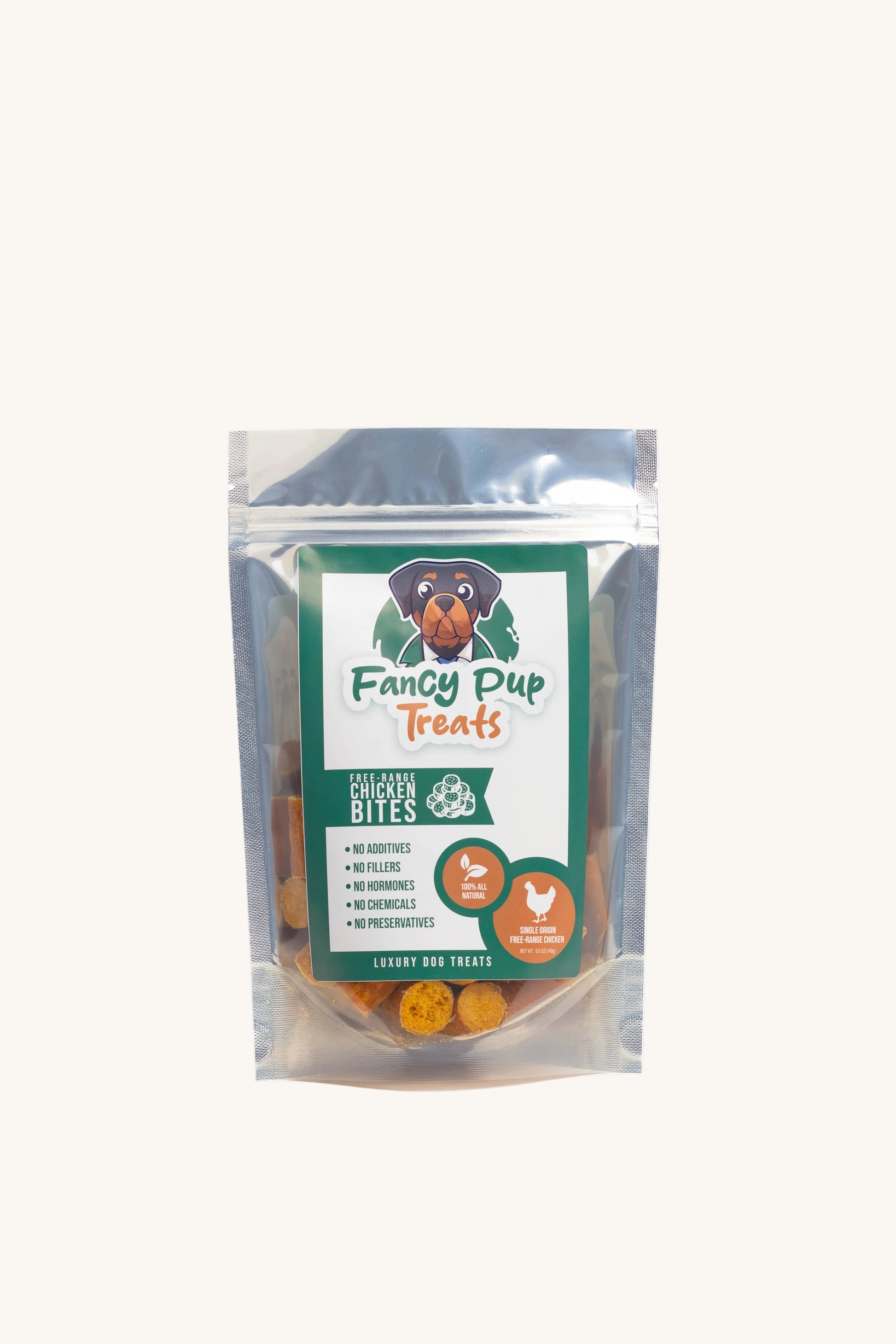 Package of Fancy Pup Treats on a white background